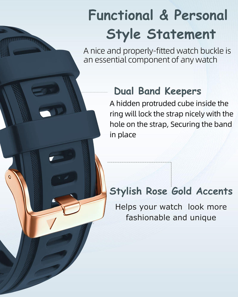 20mm Watch Band for Garmin fenix 5s 6s 7s, Quickfit 20 Bands Rose Gold Silicone BLACK and Limed Spruce Bundle