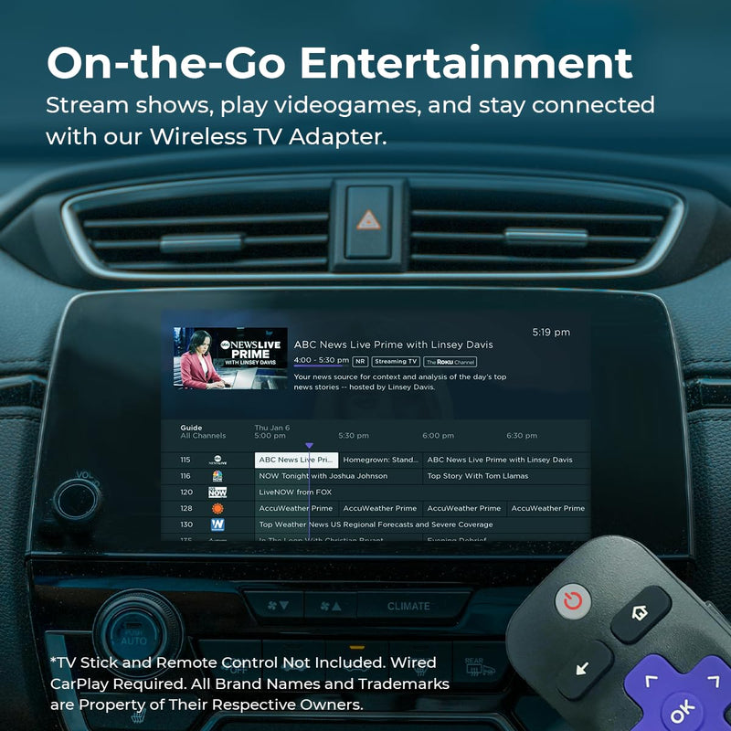 CarPlay and Android Auto TV Adapter - Convert Any Wired CarPlay able to Read a TV Stick OEM Plug & Play Dongle with Apple Car Play Wireless Adapter Android Auto