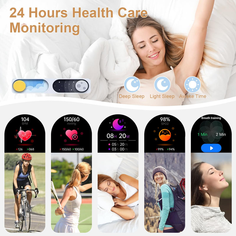 Smart Watch for Women with Diamonds (Answer/Make Call),1.32''Full Screen Smart Watch for Android /iOS,Fitness Tracker with Heart Rate/Blood Oxygen/Sleep Monitor/AI Voice Watches for Women,3 Straps Silver
