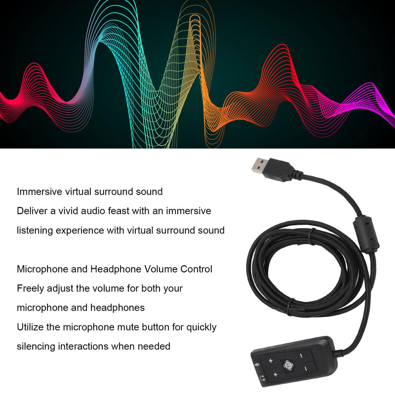 USB to 3.5mm Jack Audio Sound Card Adapter with Headphone and Microphone Jack for Cloud II PC,Laptop,Linux,Desktops, and More Device