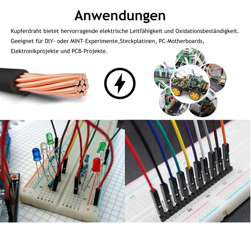 Leloco Dupont Jumper Cable Set 160 Pieces, Female-Female, Cable Jumper Jumpers 28AWG 10/20/30/40 cm, Multicoloured Jumper Wire with Dupont Connector for Arduino, Raspberry Pi & Electronics Projects BB