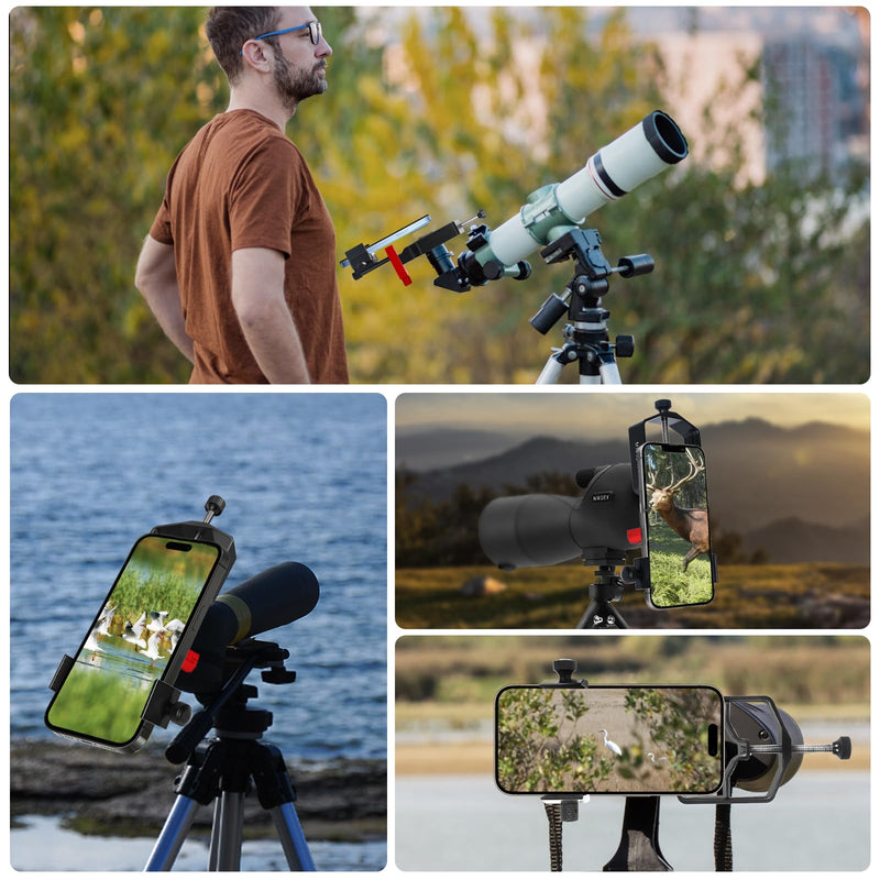 tridaptor - Universal Digiscoping Adapter | High-Precision Phone to Telescope 3-Axis Metal Holder Mount for Spotting Scope Binocular Monocular Microscope|Fits 2.4" Eyepiece Max&Any Cell Phone Camera TRIDAPTOR (without Bluetooth)