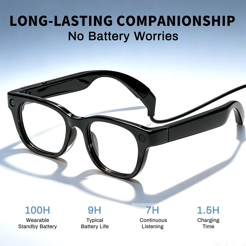 20MP AI Smart Glasses with Camera, High Resolution Photo Video, Photochromic Lens UV400, EIS Stabilization, Voice Assistant ChatGPT, Hands-Free Smart Sunglasses for Vlog, Photochromic Lens