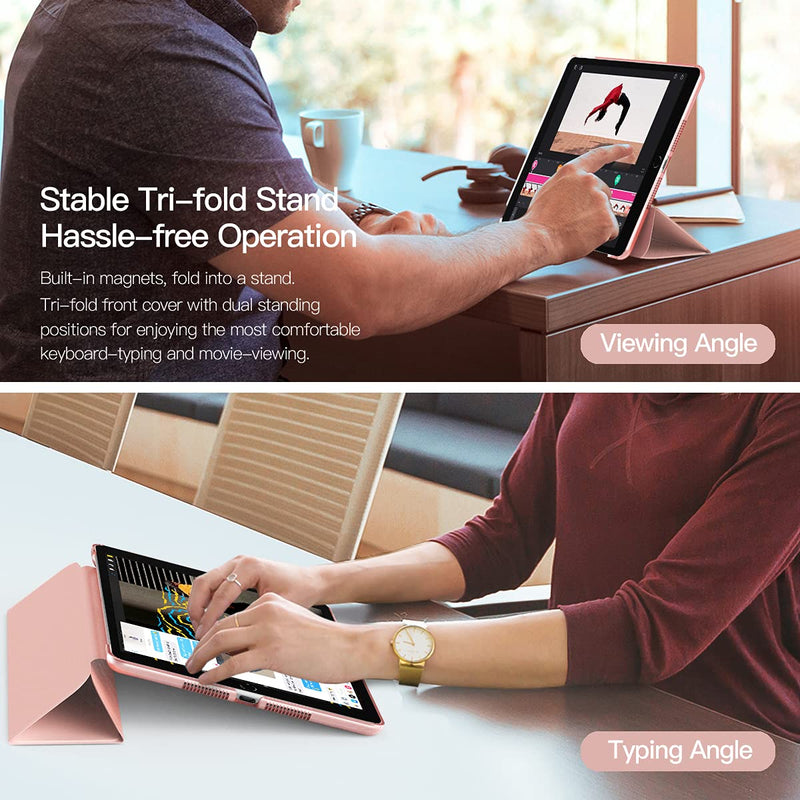 TiMOVO iPad 10.2 Case iPad 9th Generation 2021/ iPad 8th Generation 2020/ iPad 7th Generation 2019 Case,Slim Translucent Hard PC Protective Smart Cover with Stand for iPad 10.2 Inch,Rose Gold Rose Gold