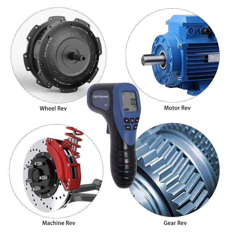 Professional Digital Speedometer Tachometer, Handheld LCD Digital Laser Revolutionometer Speedometer, Non-Contact Tachometer, Tachometer, Reflective Tape Blue