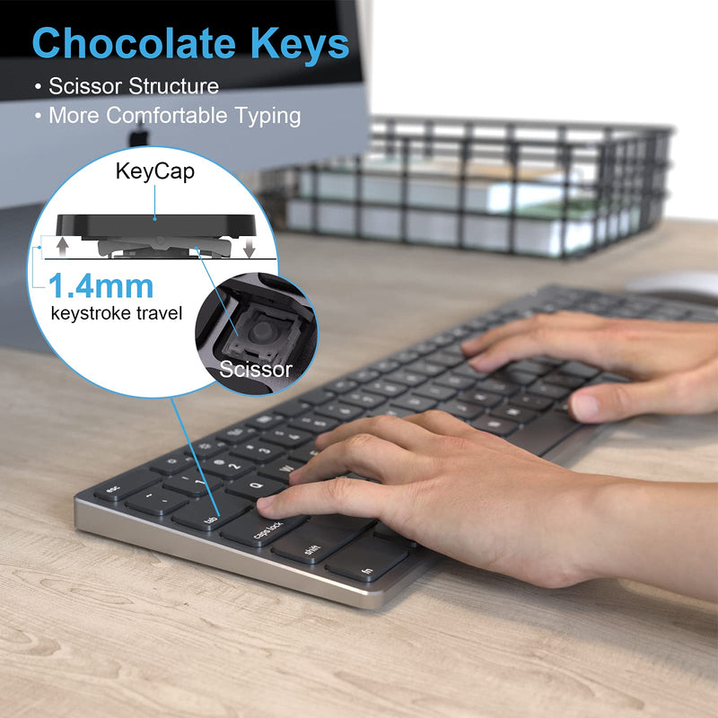 Wired Keyboard for Apple Mac OS Computer/Laptop, Aluminum Alloy Housing,150CM Cable Connection, Plug-N-Play USB Keyboard with Numeric Keypad Available to iMac/Mac Mini or MacBook Pro/Air-Black