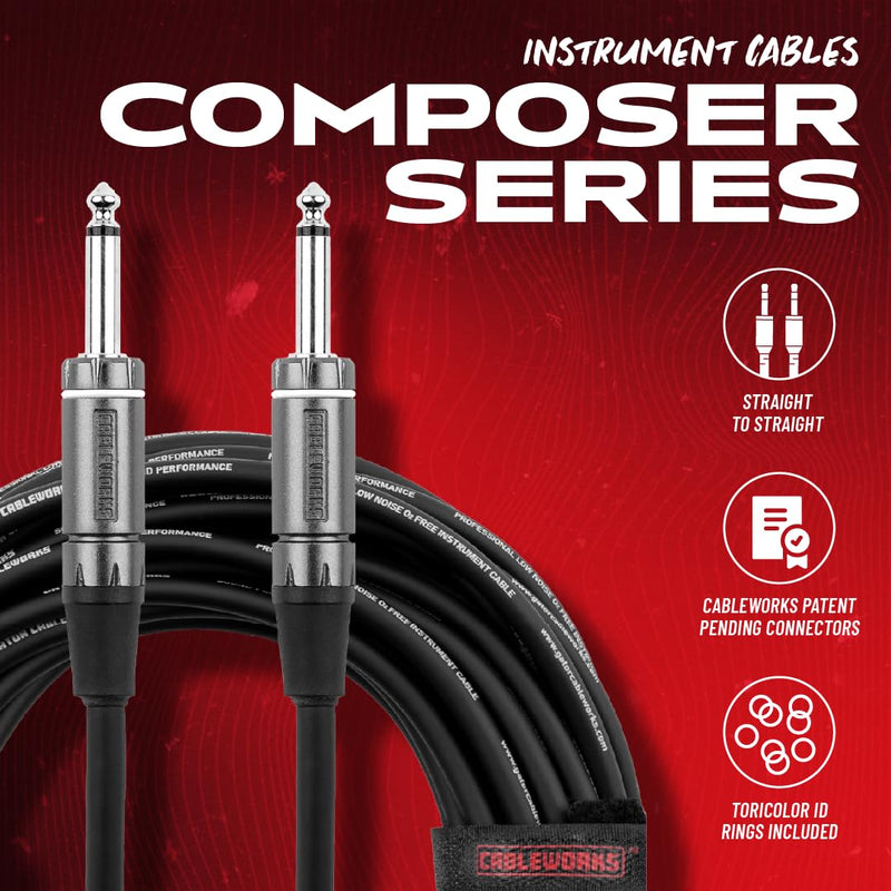 [AUSTRALIA] - by Gator Cases Composer Series Deluxe 30 Ft Straight to Straight Guitar Instrument Cable (GCWC-INS-30) 30 Feet 