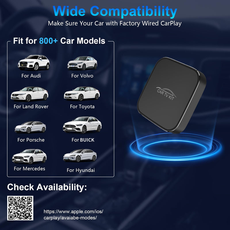 Car TV Mate Pro with Wireless CarPlay Adapter, 2025 New HDMI Multimedia Adapter for TV Stick Converter/Game Consoles/Set-Top Box/Screen Throwers, Magic Box Support Wired CarPlay Cars from 2016 Grey-Y3B