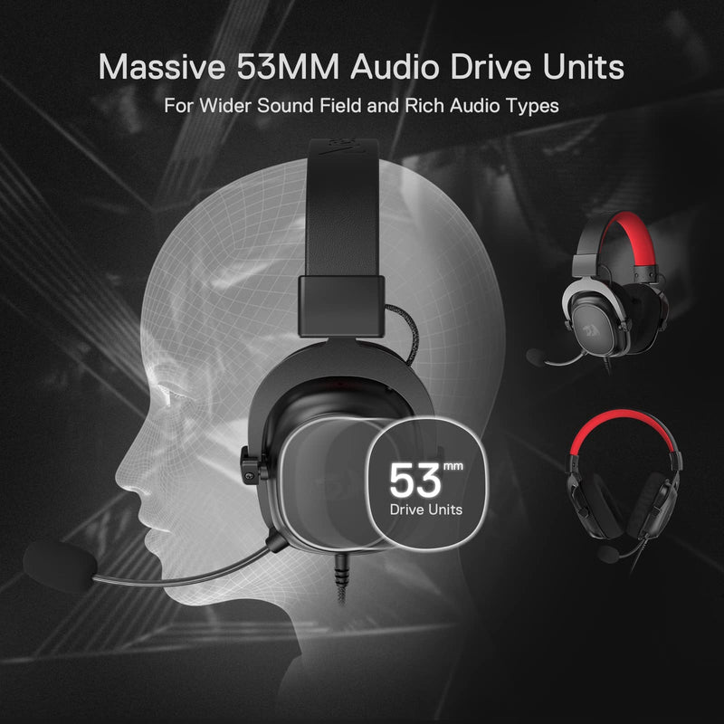 Redragon H510 Zeus-X RGB Wired Gaming Headset - 7.1 Surround Sound - 53MM Audio Drivers in Memory Foam Ear Pads w/Durable Fabric Cover- Multi Platforms Headphone - USB Powered for PC/PS4/NS Black-RGB