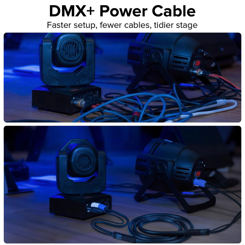 SMALL-EYE 3 Pin DMX & Power Con Combo Link Cable 5 ft – 13AWG Power Control DMX Male to Female Cord for Lighting Fixtures 5 Feet