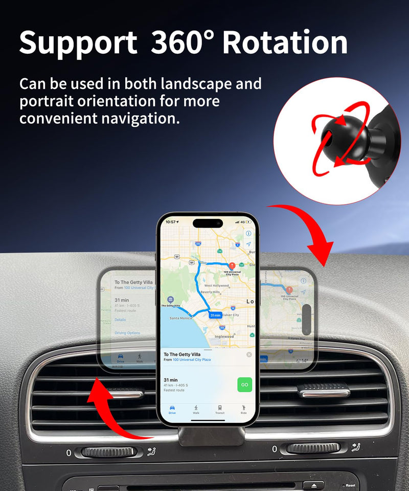 Car Phone Holder for 2012-2013 Volkswagen Golf R & 2010-2014 VW Golf/GTI Auto Accessories, Cell Phone Mount Compatible with MagSafe, 360° Rotation, Hands Free Not Affect Air Vent 2012-2013 Golf R & 2010-2014 Golf / GTI