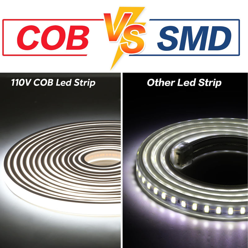 [AUSTRALIA] - COB LED Strip Lights 9.84 Foot Waterproof Outdoor LED Lights IP67 110V Light Stip Cuttable 320LEDs/m 6000K Cold White with US Plug Indoor Rope Lights for Bedroom Kitchen Under Cabinet 9.84ft Cold White 6000K 