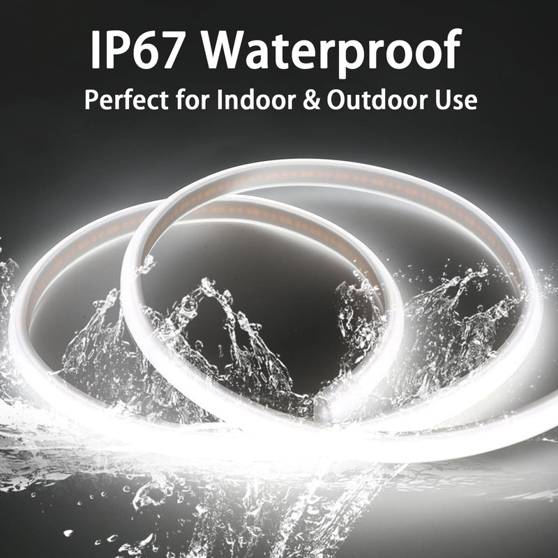 [AUSTRALIA] - COB LED Strip Lights 9.84 Foot Waterproof Outdoor LED Lights IP67 110V Light Stip Cuttable 320LEDs/m 6000K Cold White with US Plug Indoor Rope Lights for Bedroom Kitchen Under Cabinet 9.84ft Cold White 6000K 