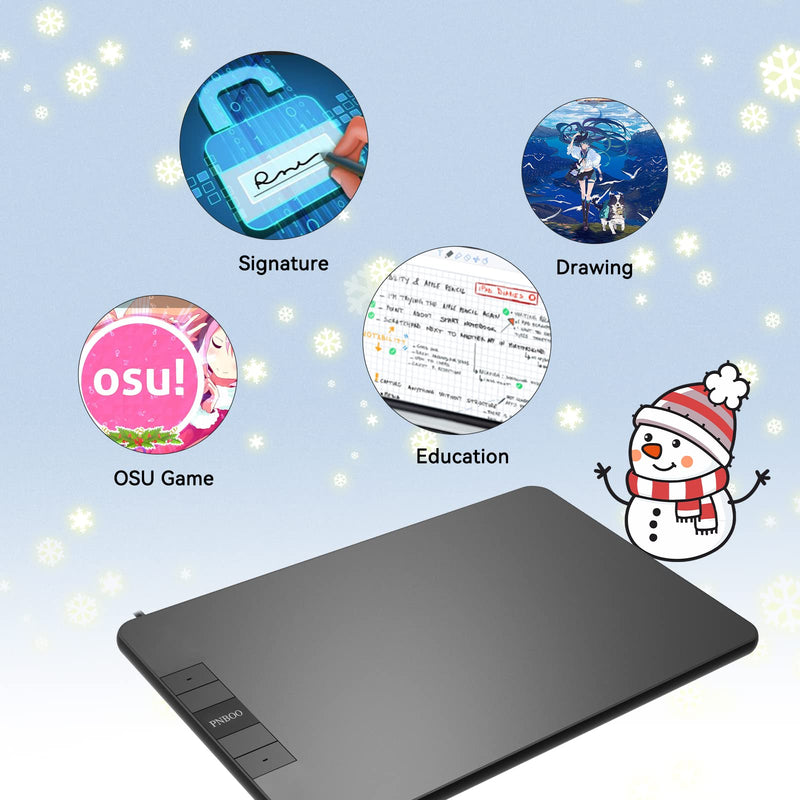 PNBOO PN640 Drawing Tablet, 8192 Professional Levels Pressure, Support Chromebook Linux Android Windows Mac, with Battery-Free Stylus, 4 Hot Keys, 6x4 Inches Active Area Small