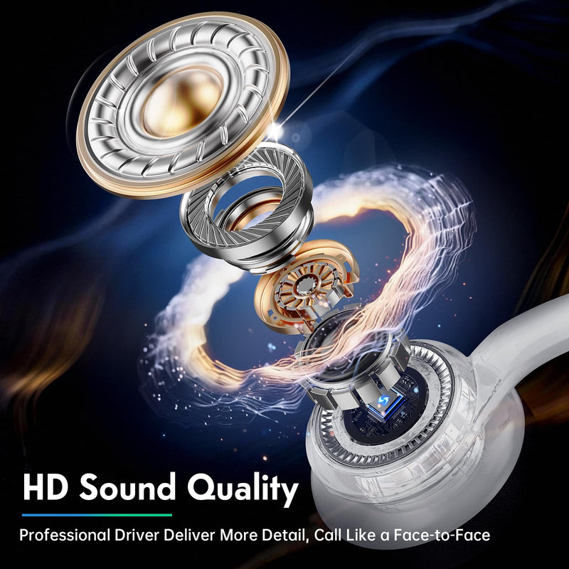 [AUSTRALIA] - Wireless Headsets with Mic for Work, Wireless Headset for Cell Phones, Ultra Lightweight& 50+ Playtime, On Ear Bluetooth Headphone Fit for PC/Call Center/Computer/Laptop/Teams - White 