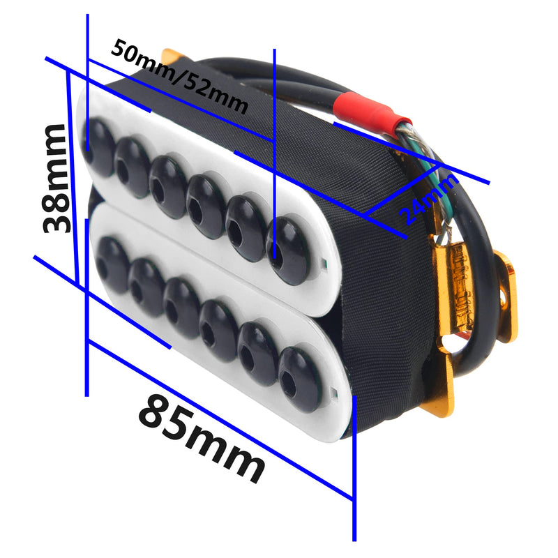 [AUSTRALIA] - 2Pcs Yootones Adjustable Electric Guitar Humbucker Double Coil Pickup Neck 50mm Bridge 52mm Compatible with ST SQ LP Guitar Instrument (White) White 