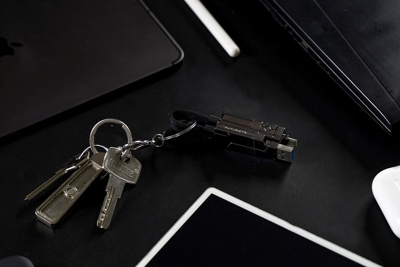 Futurizta Tech® Zeus-X Go Ultra 6 in 1 Keychain Universal Cable 240W 10Gbps USB3.1 USB-C, Lightning, Micro-USB, USB-A (Apex Silver, 0.5m/1.64ft) Apex Silver