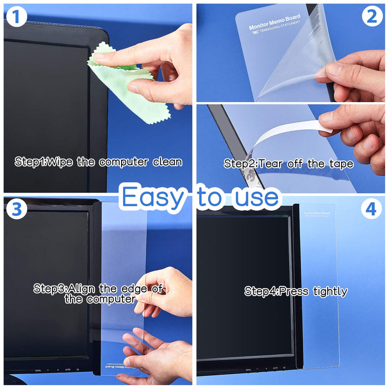 3 Pieces Message Board Multifunction Side Panel Memo Top Mount Acrylic Transparent Sticky Note Holder for Screen Cabinet, (Left and Right)