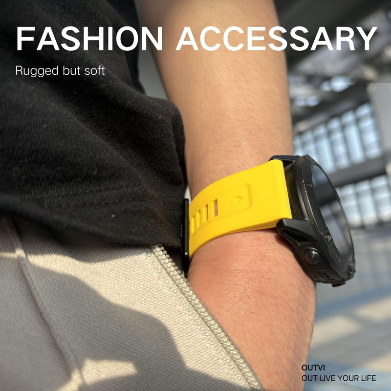 26mm watch band for garmin fenix 5x 6x 7x 3 hr quickfit 26 watch band for garmin women men silicone White and Yellow Bundle