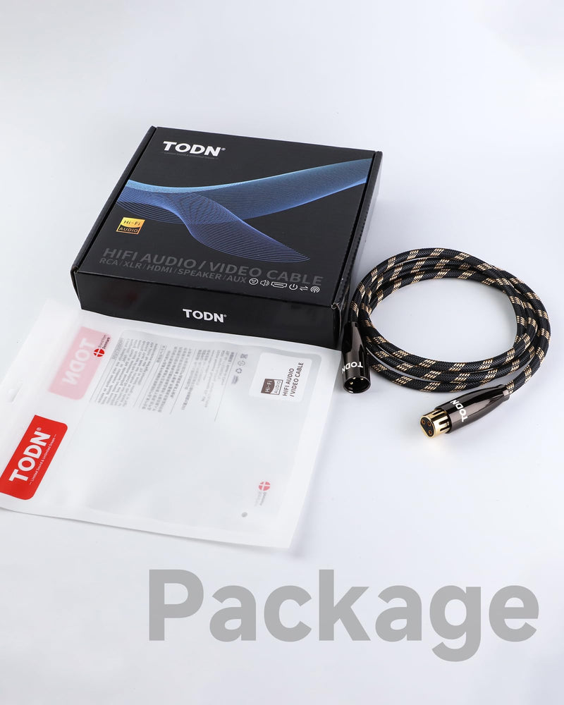 TODN XLR Cables Balanced Microphone Cable with 3-Pin XLR Male to Female Mic Cord for Audiophile, HiFi Sound, (6.5ft/2m, 1 Piece) 6.5 ft 1-Piece - Pro