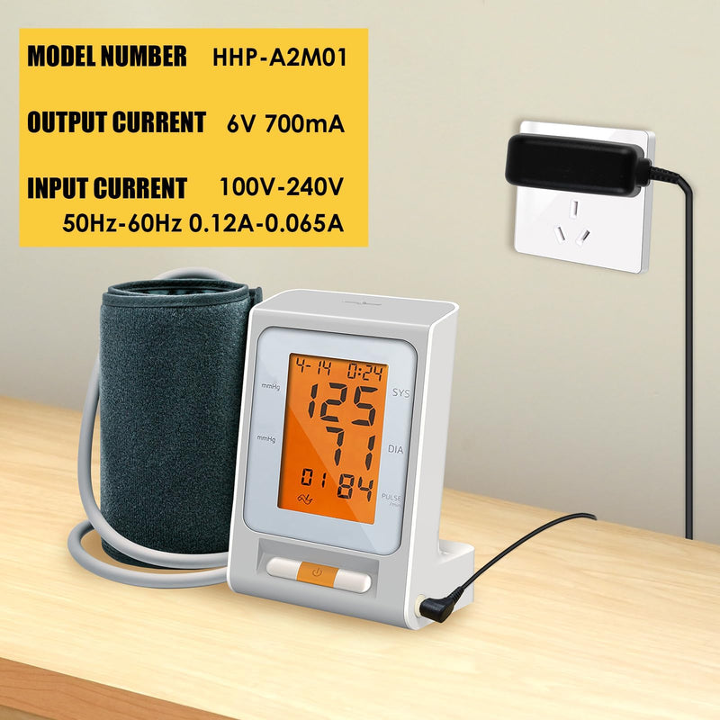 6 V Power Supply Charger for Omron Blood Pressure Monitor, AC Power Adapter Blood Pressure Monitors for Omron M7 M500 M700 M3 M5 Series, 1.4 m Replacement Power Supply Charging Cable Compatible with