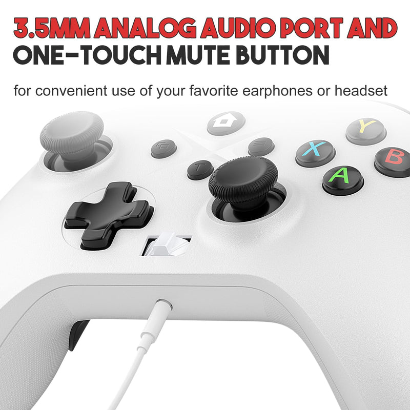 Dinosoo 2.4G Wireless Game Controller 2-Pack for Xbox One/Series X|S/PC | Hall Trigger, Dual Vibration & 3.5mm Audio white+red