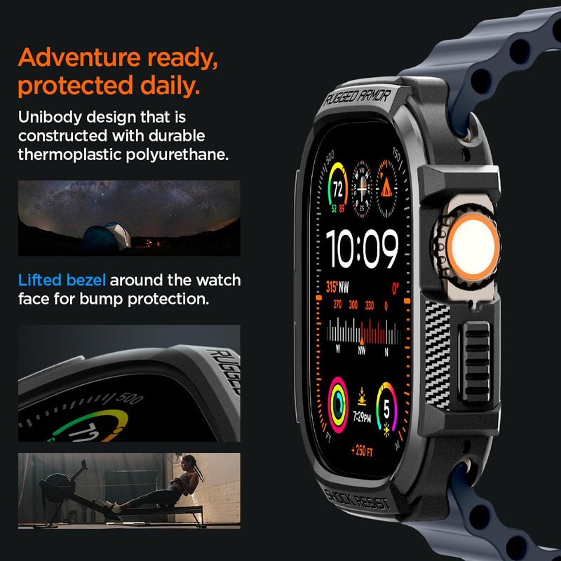 Spigen Rugged Armor and Rugged Band Designed for Apple Watch Ultra3/Ultra2/Ultra 49mm