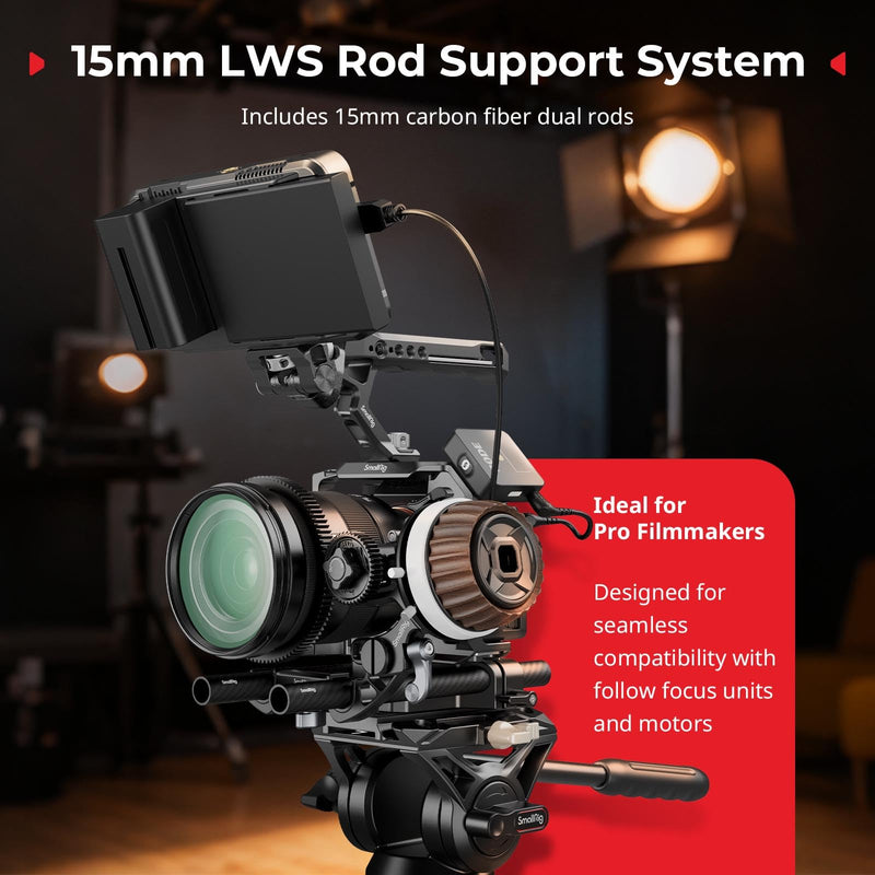 SMALLRIG Camera Base Plate Kit with 15mm LWS Rod Rail Clamp, Carbon Fiber 15mm Rods (8'' / 20cm), for Sony A6500 A6600 A6300, for Canon R5 R6, for Sony A7SIII / A7III, Both for Cameras & Cages - 5609 Base Plate+15mm Rods