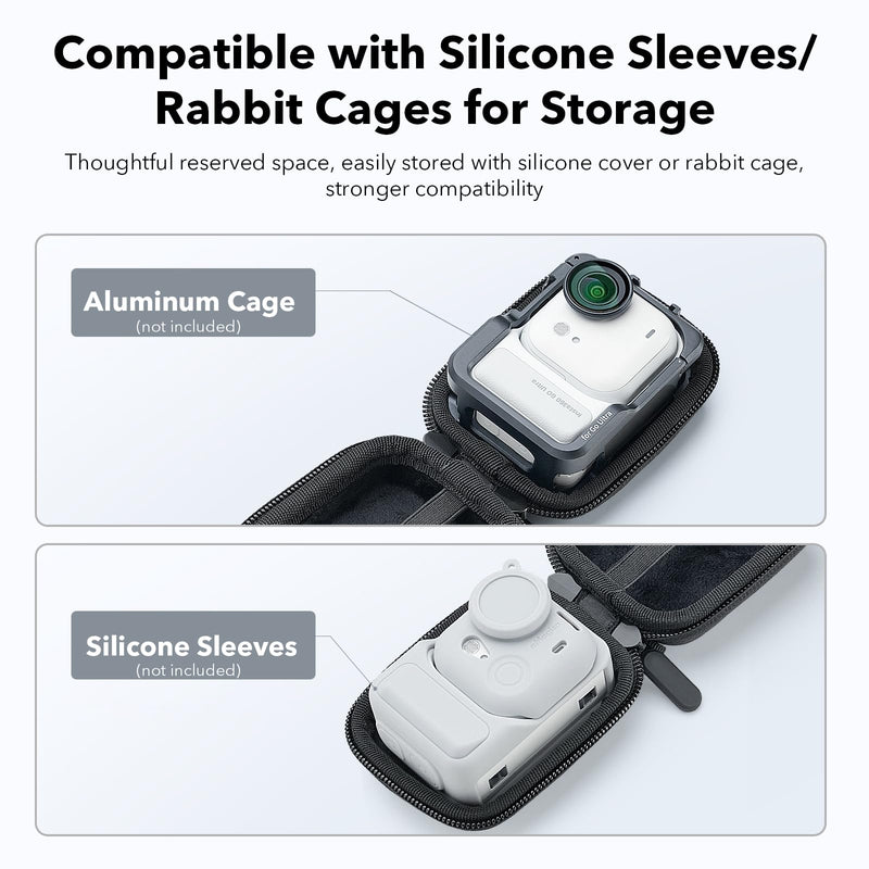 for Insta360 Go Ultra Accessories, Portable Mini Carrying Case Bag, Lens Screen Protectors (4 Pack) and Rubber Lens Cap Cover for Insta 360 Go Ultra Accessories