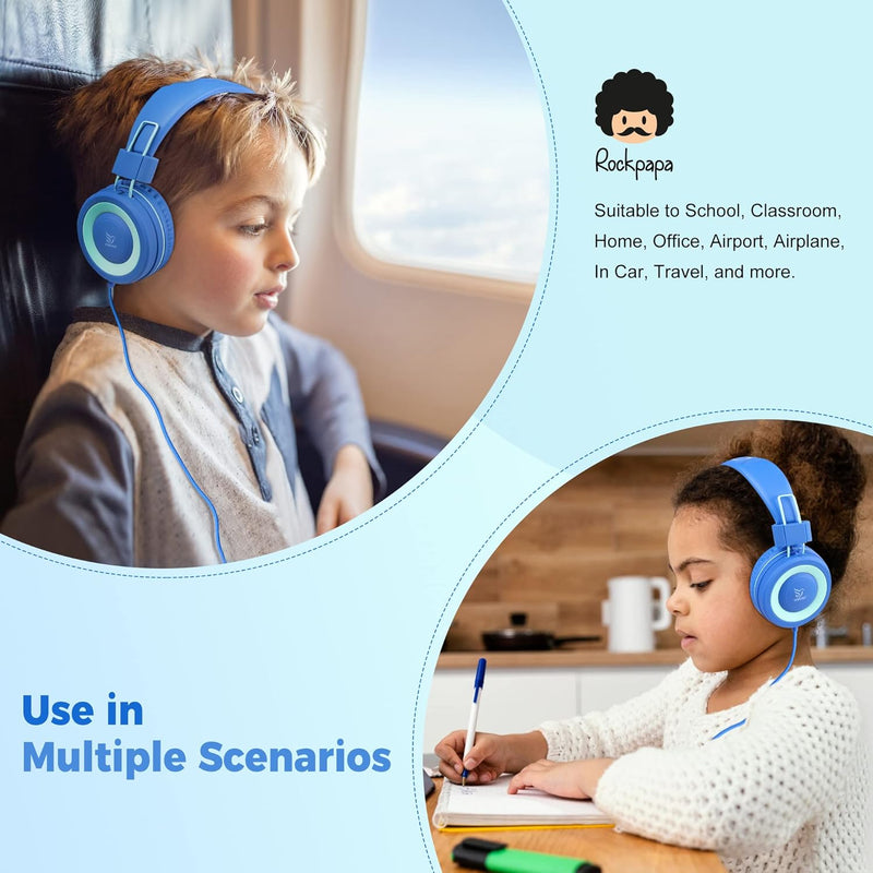 [AUSTRALIA] - Kids Headphones - noot products K11 Foldable Stereo Tangle-Free 3.5mm Jack Wired Cord On-Ear Headset for Children/Teens/Boys/Girls/Smartphones/School/Kindle/Airplane Travel/Plane/Tablet (Navy/Teal) Navy/Teal 