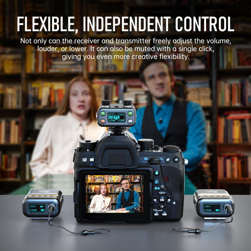Xvive U5T2 Wireless Lavalier Microphone System with 2 Lavalier Mics 2 Transmitters 6ms Latency 2.4Ghz