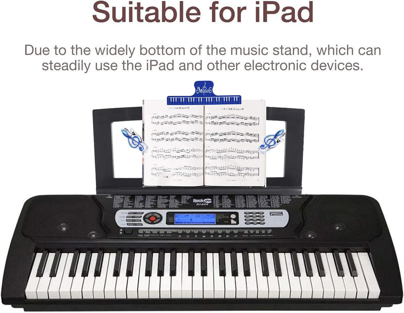 Original Large Music Stand. Compatible with Yamaha PSR/YPT/KB/P/DGX Series Keyboard Music Score Stand, Keyboard Sheet Music Stand with 2 Music Book Clip