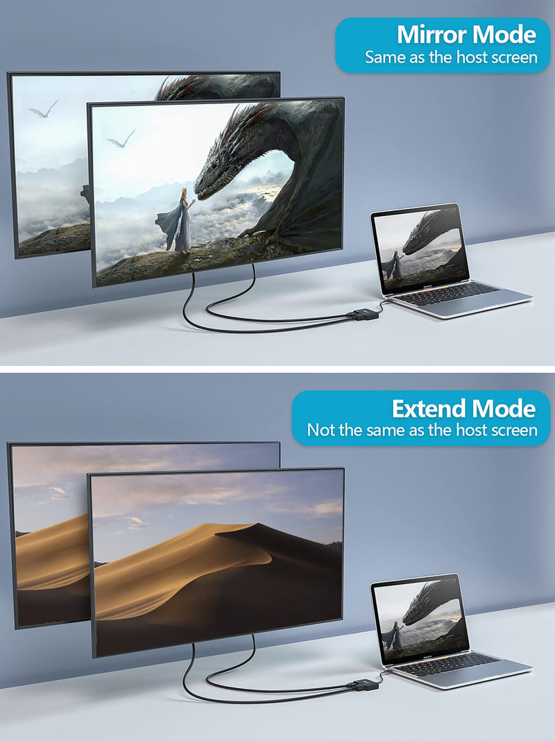 USB C Video Adapter, Type C HDMI VGA Adapter 4K@60Hz, USB C VGA Adapter 1080P, Dockteck USB-C VGA Splitter for MacBook Pro/Air, iPad Pro/Air, Chromebook, Surface Pro/Go, Dell Xps, Pixelbook, Galaxy Black-4K@60Hz