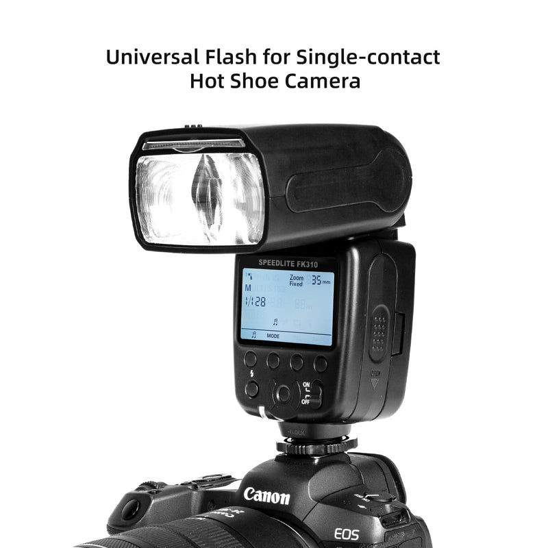 PHOTOOLEX LCD Camera Flash Speedlite for Canon Nikon Sony Panasonic Olympus Fujifilm Pentax Sigma Minolta Leica and Other SLR Digital Cameras and Digital Cameras with Single Contact Hot Shoe FK310