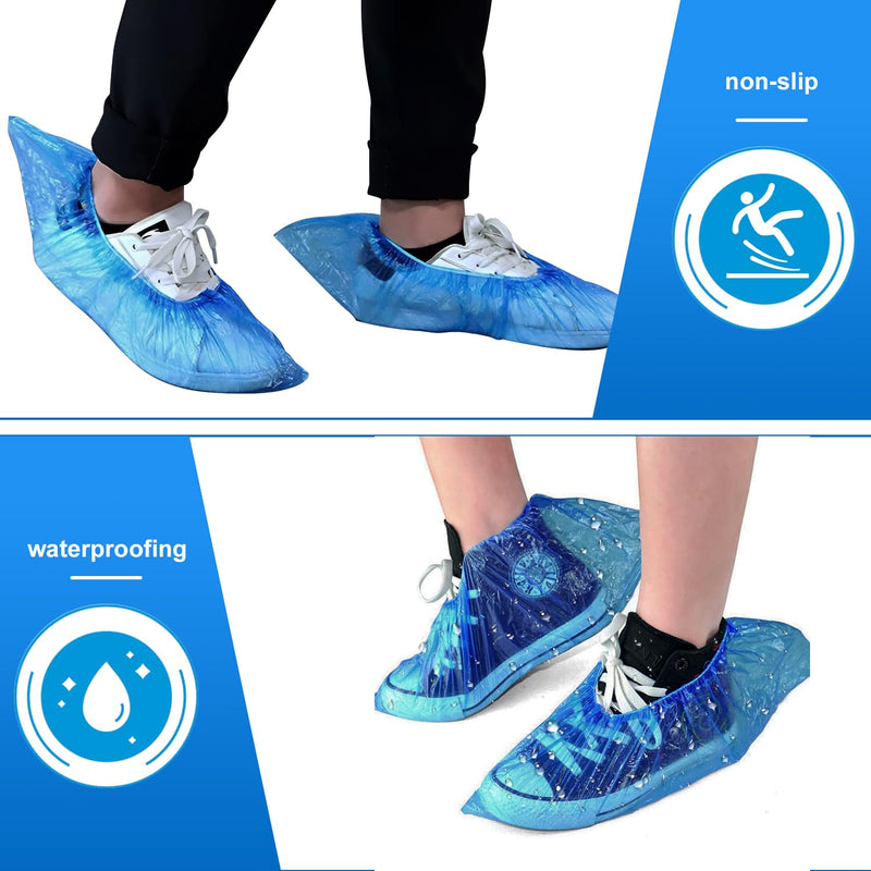 [AUSTRALIA] - Disposable Shoe Covers Pack of 100 - Waterproof & Non-Slip Overshoes Made of CPE Material, Disposable Shoe Covers for Hygiene, Protection & Rain Protection, Shoe Covers for Household, Clinic & Work 