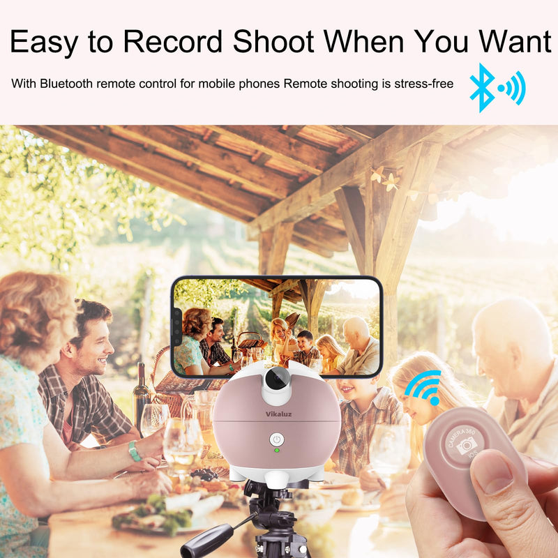 Auto Tracking Phone Holder, Auto Face Tracking Tripod, 360° Rotation Face Body Phone Tracking Tripod, AI-Powered Face Tracking,No APP Live Vlog Tiktok Video-Pink