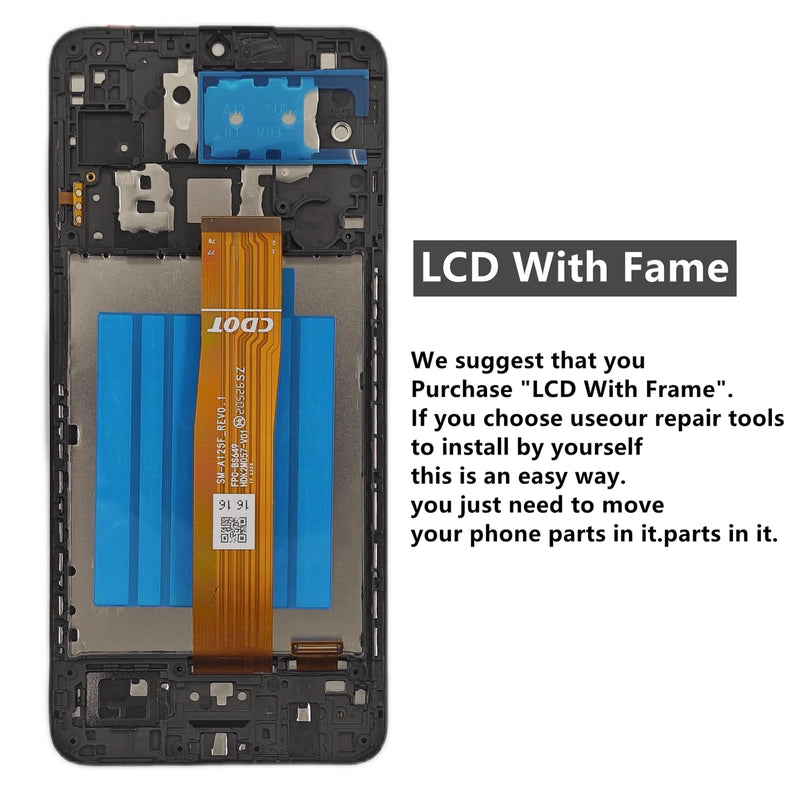 for Samsung Galaxy A12 Screen Replacement with Frame for Samsung a12 a125u Screen Replacement A12 Nacho A127 s127dl a125a a125w LCD Display digitizer Touch Screen Assembly with Repair Tools 6.5 inch