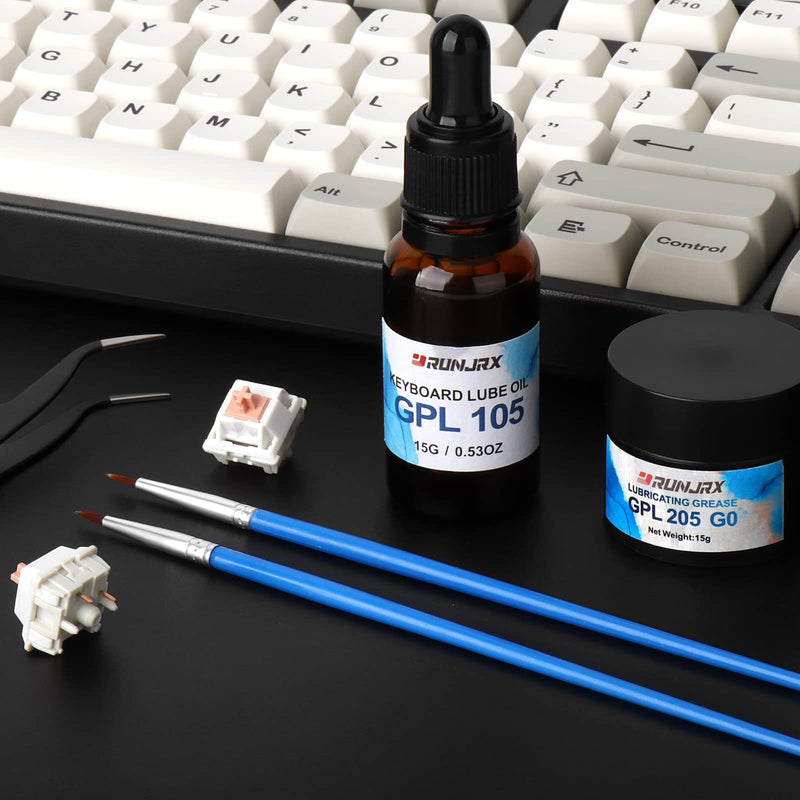 RUNJRX Keyboard Switch Lube Grease Oil GPL 205 0.53oz and GPL 105 0.53oz for Mechanical Keyboard Springs Stabilizers and Switches GPL-15G GPL105+205