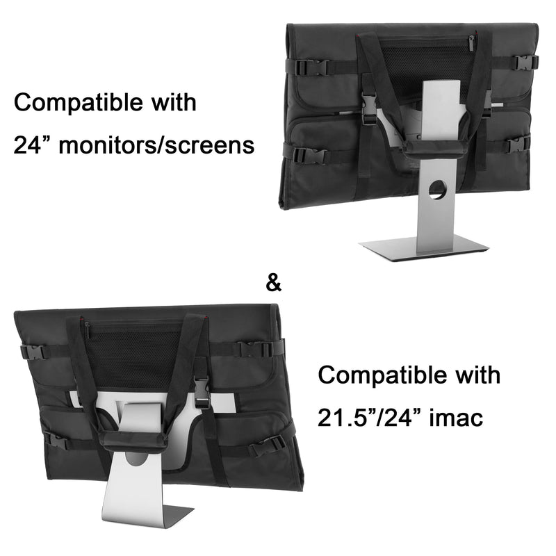 Trunab Carrying Case for 24" Monitors Compatible with iMac 21.5"/24" | for 24" LCD Screens Protective Monitor Travel Bag with Padded Velvet Lining (Patented Design) Black
