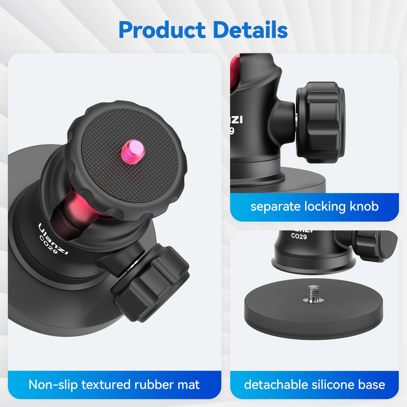 [AUSTRALIA] - ULANZI Magnetic Camera Mount for Action Camera, Strong Magnetic Mount with 360° Rotation Ball Head and Built-in 6 Magnets, Compatible with Gopro Hero 13/12/11/10, DJI Osmo Action Osmo Nano, Insta360 