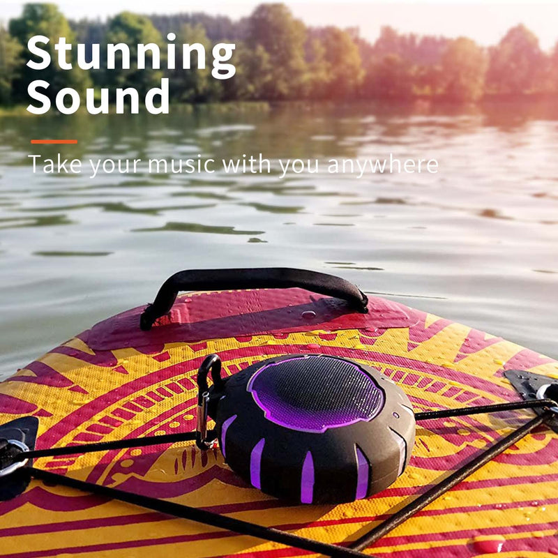 HEYSONG Waterproof Shower Bluetooth Speaker, Durable Portable Speaker with HD Sound, Stereo Pairing, Wireless Outdoor Speaker for Pool, Beach, Hiking, Kayaking, Gift for Men, Women Black