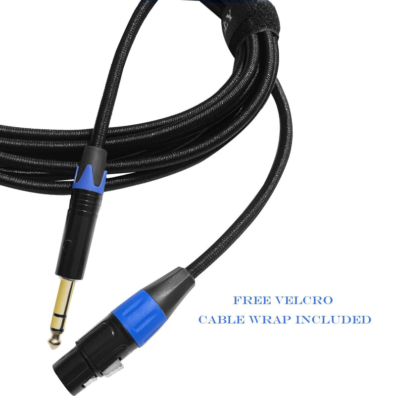 [AUSTRALIA] - Female XLR to 1/4 inch (6.35mm) TRS Balanced Microphone Cable, Nylon Braid 3-Pin XLR Female to Quarter inch TRS Male Interconnect Patch Cable - 10ft 10ft(3m) 