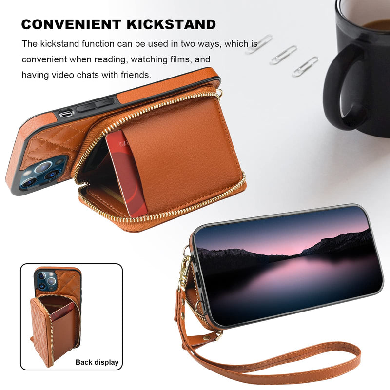 Bocasal A Stylish Crossbody Wallet Case for iPhone 13 Pro + A Slim Leather Case for AirPods Pro