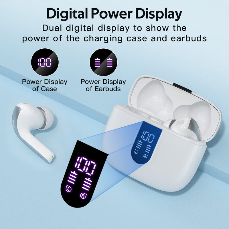 TAGRY 2 Sets X08 Black and White Bluetooth Headphones True Wireless Earbuds 60H Playback Ear Buds with Wireless Charging Case in-Ear Earbuds with Mic
