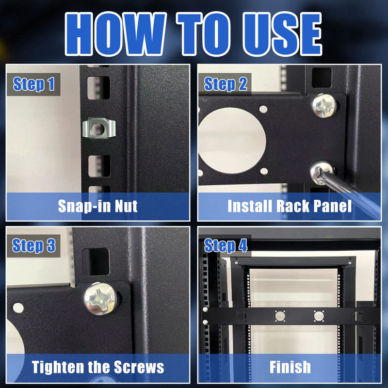 4-hole 1U Audio Rack Panel 4D Series XLR Patch Panel Punched Metal HDMI Mount Connectors Recording Studio Rack Accessories for 19 Inch Enclosure Server Computer Equipment Studio