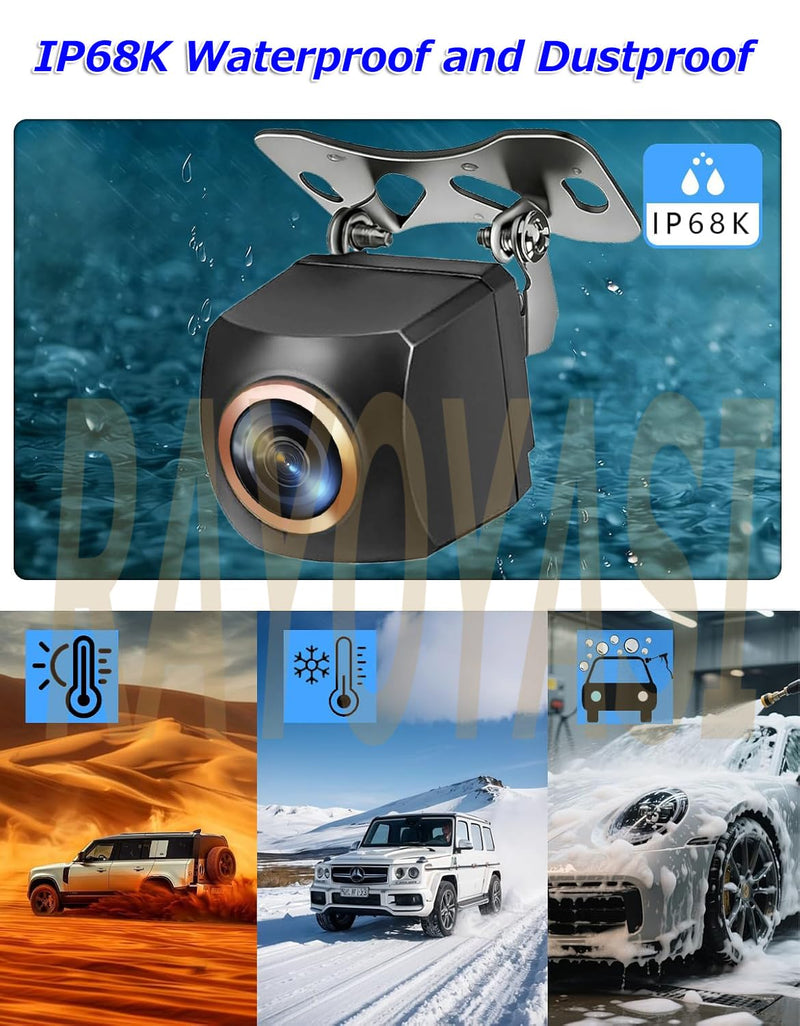 Car Backup Camera, 1080P AHD/CVBS Dual Format with CCD Sensor, 170° Ultra Wide Angle Fisheye Lens, 0.01 lux Night Vision, IP68K Waterproof & Dustproof 12-24V, for Truck SUV RV Van (JD1080P) JD1080P