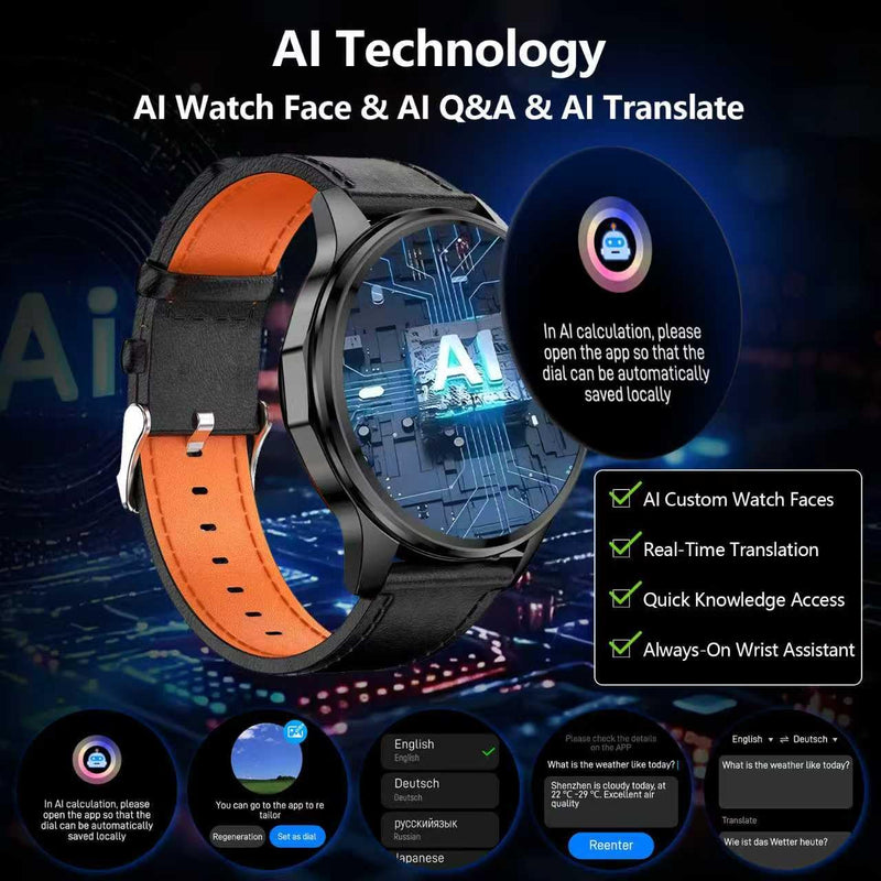 Smart Watch, GPS & Free Maps, AI, Bluetooth Call & Text, Health, Sleep & Fitness Tracker, 100+ Sport Modes, Waterproof, Long Battery Life, Waterproof, Compass, Barometer, 2 Bands Smartwatch for Men Black with GPS+Map