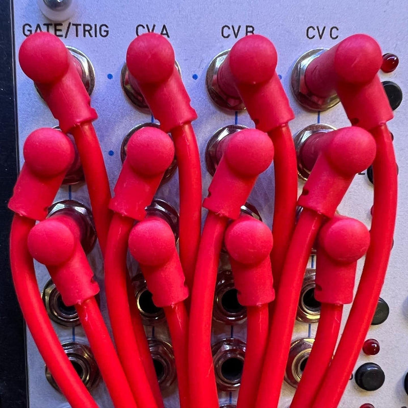 SSMS - Luigis Modular M-PAR Right Angled Eurorack Patch Cables - Package of 5 Yellow Cables (60cm) 60cm