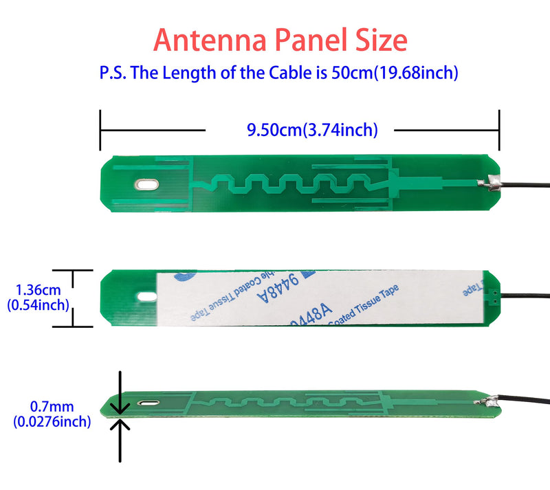 Internal Laptop WiFi Antenna 8dBi Dual-Band Mini PCIe U.FL MHF1 Cable 50cm | 2.4GHz 5.8GHz, PCB design, UFL Connector. Mini PCIe wifi card antenna only—not for M.2/NGFF