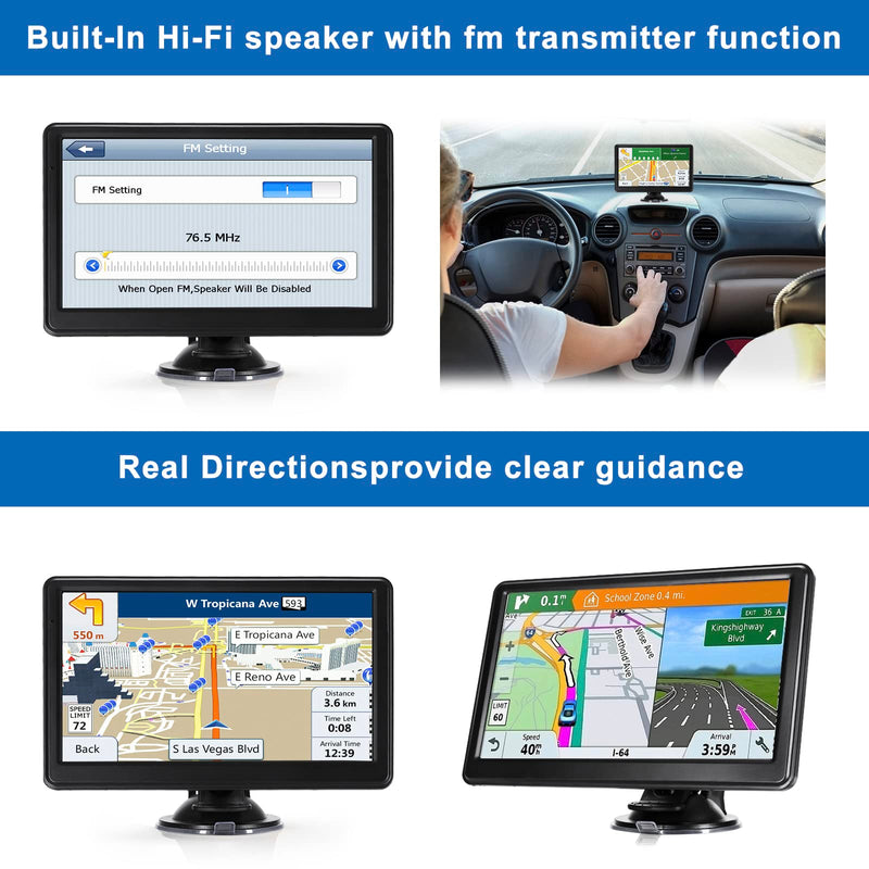 7" Car GPS,2026 NA Lifetime Free Map,256MB+16GB Voice Speed Red Light Alert | 3D Nav Maps, Multi-Language Voice Broadcast, Data-Free Offline Nav, Truck Restriction Alert, Sensitive Capacitive Touchscreen